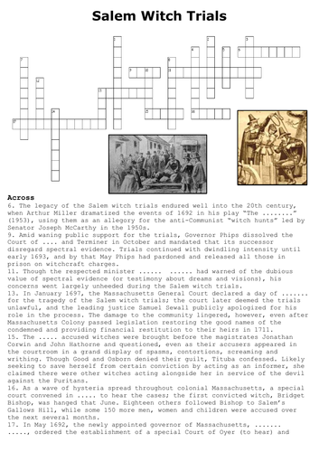 Salem Witch Trials Crossword