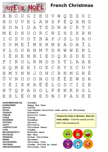 French Christmas Word Search