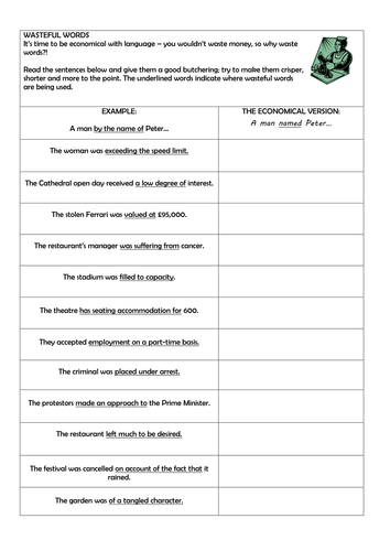 KS3 English Newspaper Journalism - Writing Clearly, Concisely and Correctly - Economical Language!