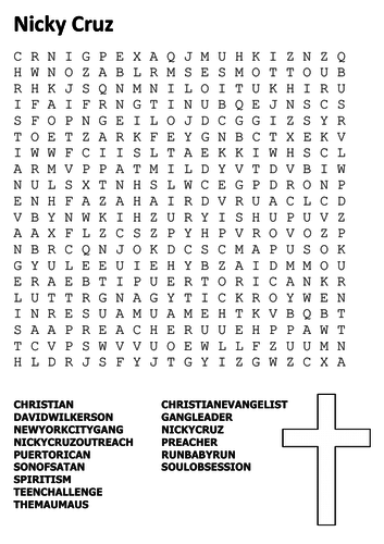 Nicky Cruz Word Search Teaching Resources