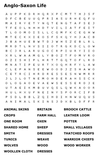 Anglo Saxon Life Word Search