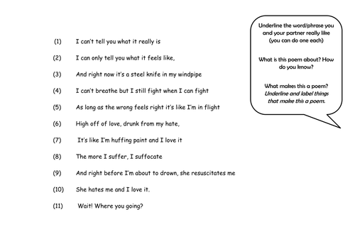 KS3 English - Poetry - Starter - FANTASTIC way to engage students who claim to HATE poetry