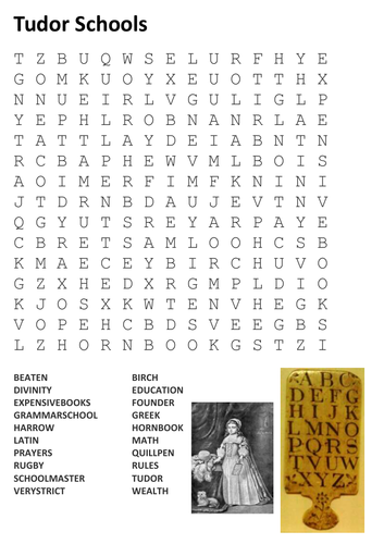 Tudor Schools Word Search