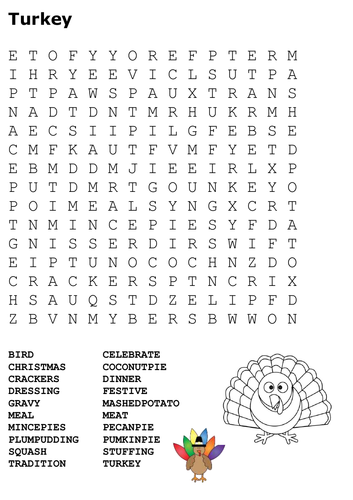 Christmas Turkey Word Search