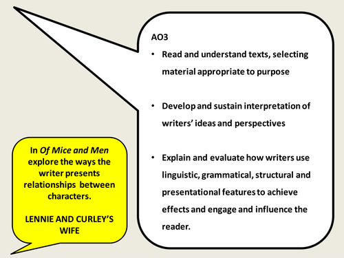 KS4 English - Of Mice and Men - Examples of a Graded Responses to Exam Question & Essay Plan