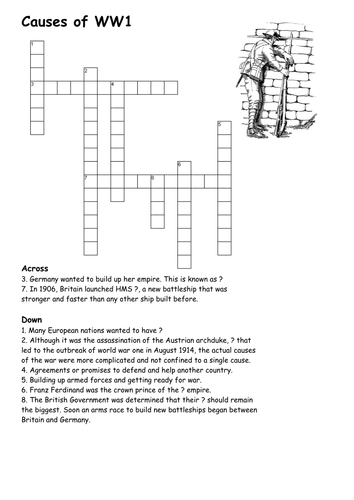 causes-of-world-war-one-crossword-teaching-resources