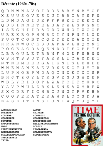 Detente - Cold War Word Search