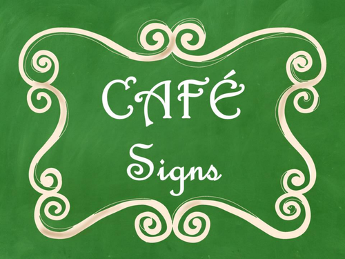 Cafe Daily 5 Bulletin Board Posters/Signs (Green Chalkboard/Curly Frames Theme)