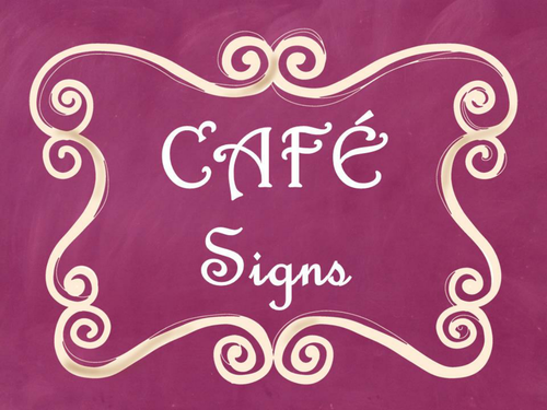 Cafe Daily 5 Bulletin Board Posters/Signs (Pink Chalkboard/Curly Frames Theme)