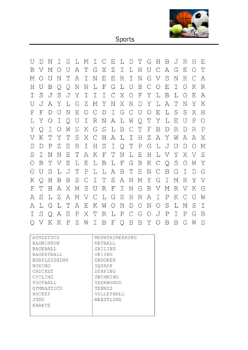 Sports Wordsearch