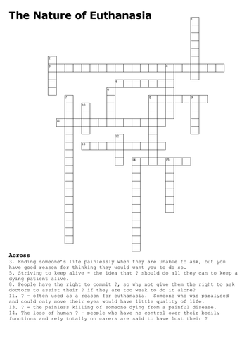 Euthanasia Crossword