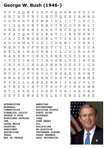 George W Bush Word Search