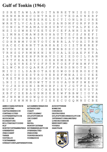 Gulf of Tonkin 1964 - Vietnam War Word Search | Teaching Resources