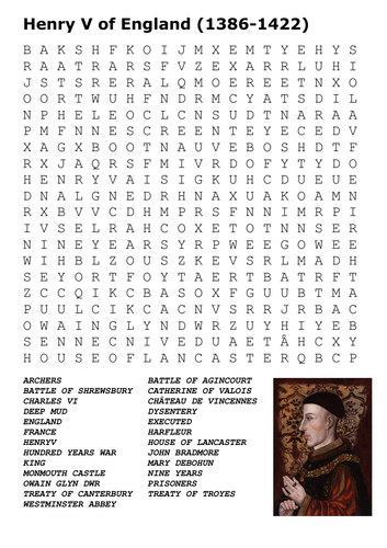 Henry V of England Word Search