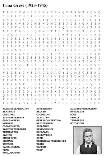 Irma Grese - The Holocaust Word Search
