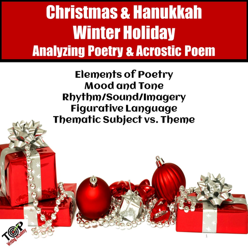 Christmas Hanukkah Activities Poetry Analysis & Acrostic Poem Writing