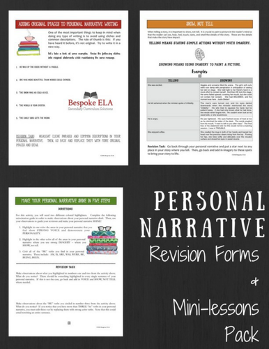 Personal Narrative Essay/Memoir Revision Forms and Mini-lessons PACK