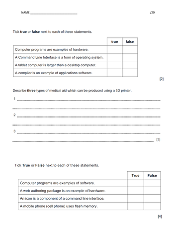 ICT iGCSE Unit 1 Assessment