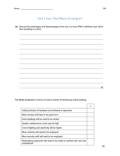 iGCSE CIE ICT Unit 5 Assessment - ICT and Employment