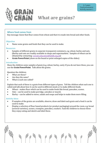 What are grains? Lesson plan