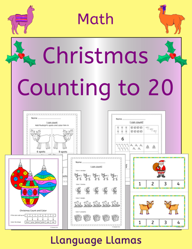 Christmas Counting to 20 - worksheets, games, task cards and activities