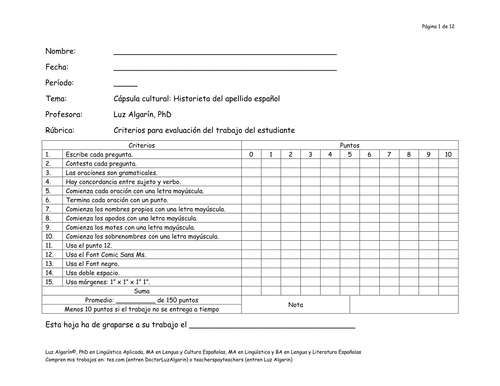 Historieta del apellido español
