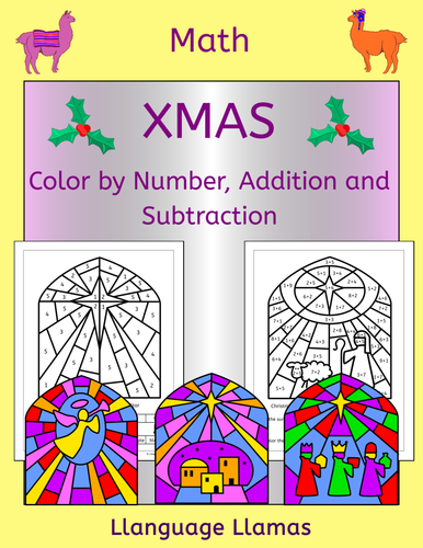 Christmas Color by Number, Addition and Subtraction