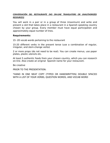 Restaurant visit presentation