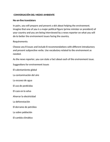 Environment presentation