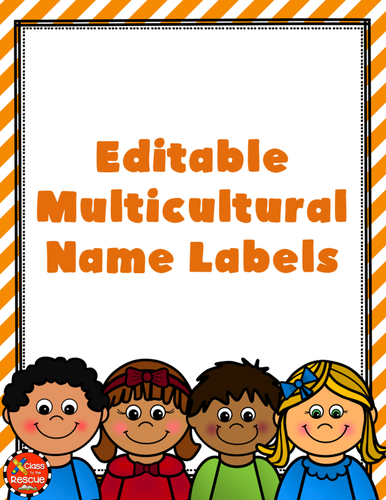 Editable Multicultural Kids Name Tags for Back to School