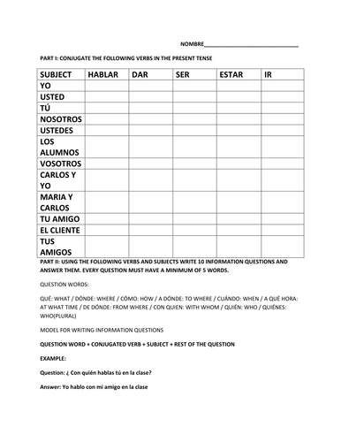 Original questions present tense