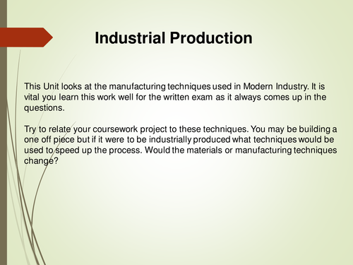 AS / A level Industrial Processes D&T