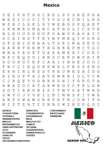 Mexico Map and Word Search Color