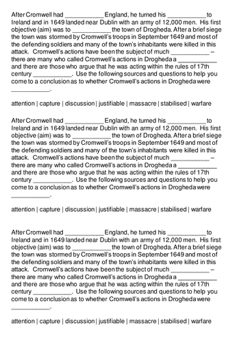 Drogeda Worksheet