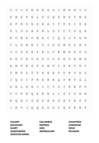 European Empires Wordsearch