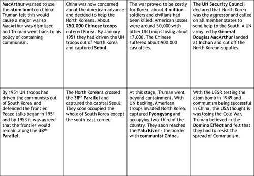 Korean War Worksheet