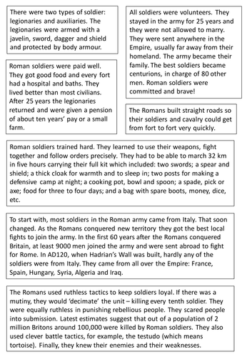 Why was the Roman army successful Worksheet