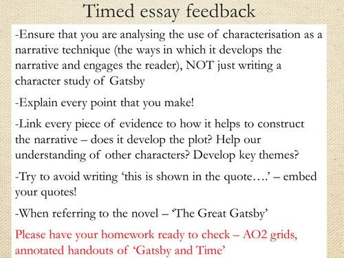 Lesson 13 Time - The Great Gatsby A Level English Literature Scheme of Work