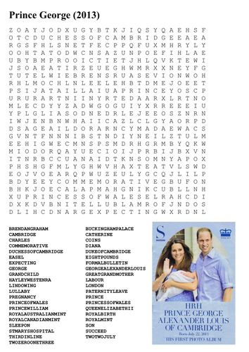 Prince George Word Search