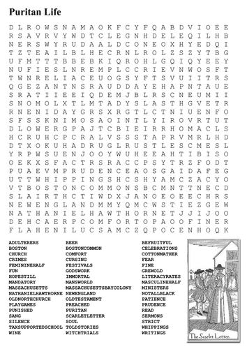 Puritan Life Word Search | Teaching Resources