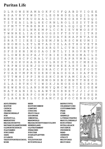 Puritan Life Word Search