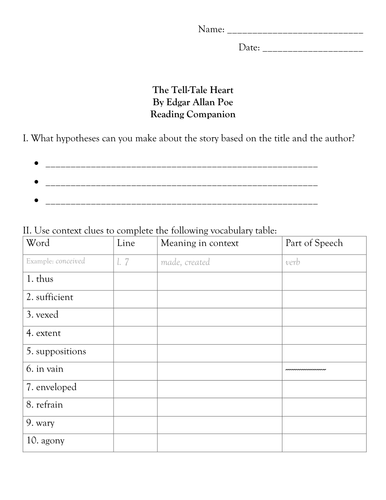 The Tell Tale Heart Reading Companion