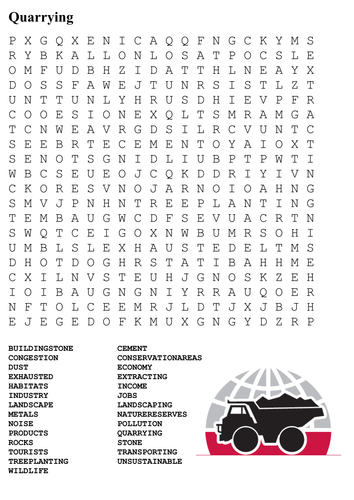 Quarrying Word Search | Teaching Resources