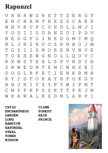 Rapunzel Word Search and Color