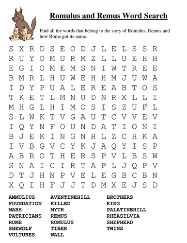 Romulus and Remus Word Search - Romans