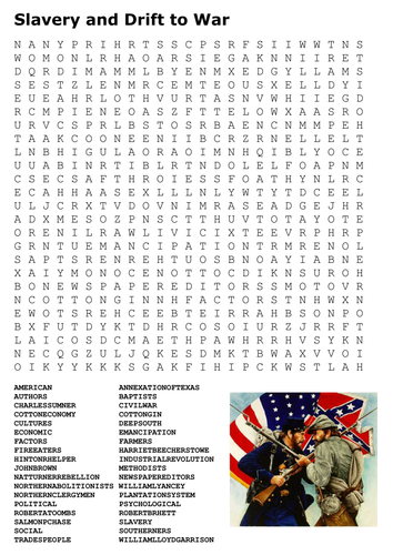 Slavery and Drift to Civil War Word Search | Teaching Resources