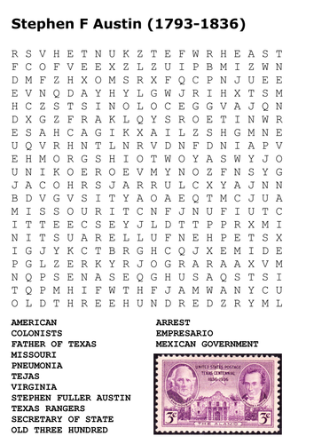 Stephen F Austin (Texas) Word Search