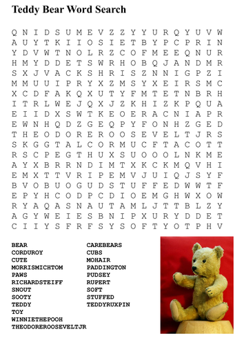 Teddy Bear Word Search