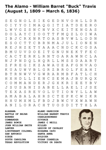 the-alamo-william-travis-word-search-teaching-resources