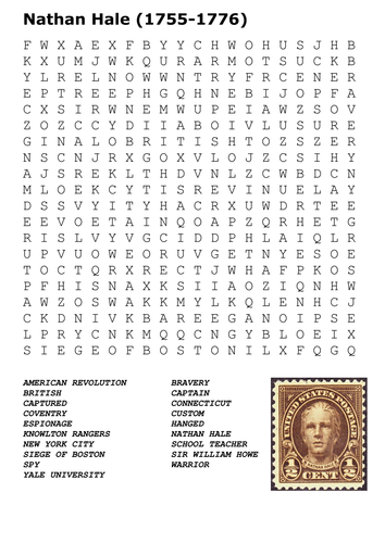 The Execution of Nathan Hale Word Search